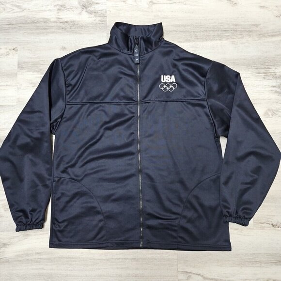 Mens US Olympic Committee Track Jacket Black Sz XL Full Zip Made In USA USOC - Picture 5 of 8